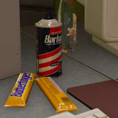 Barbasol can on Nedry's desk